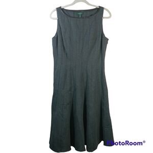 Ralph Lauren Charcoal Gray Pleated Sleeveless Dress Size 12